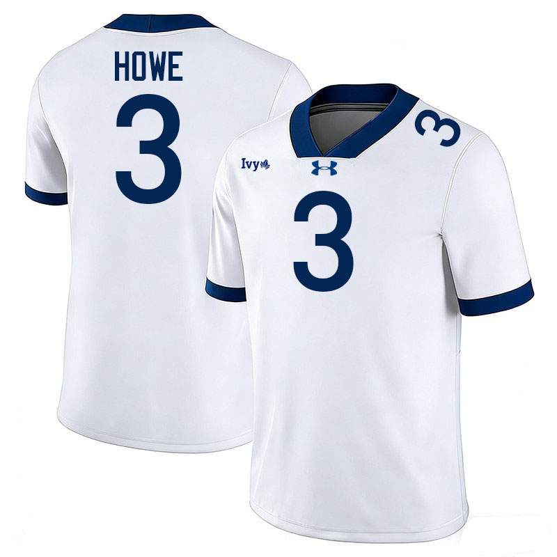 Yale Bulldogs #3 Marshall Howe College Football Jerseys,Uniforms Stitched-White